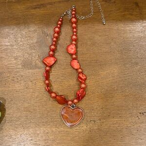 Free People Red Heart Necklace